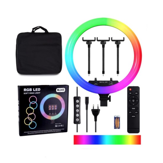 SUPORTE RINGLIGHT MJ45 COM SUPORTE PARA TELEFONE E TRIPÉ 18,0" PRETO